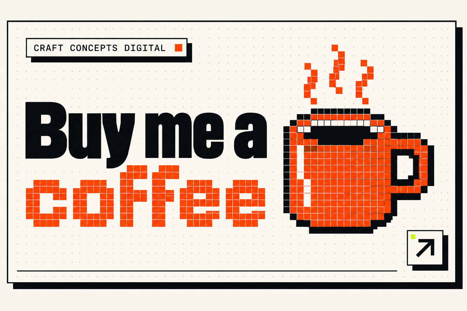 Buy me a coffee, with a pixel coffee mug